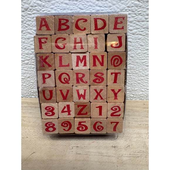 2005 Stamp Craft 35 Wood Mounted Stamps Alphabet & Numbers - Picture 1 of 4